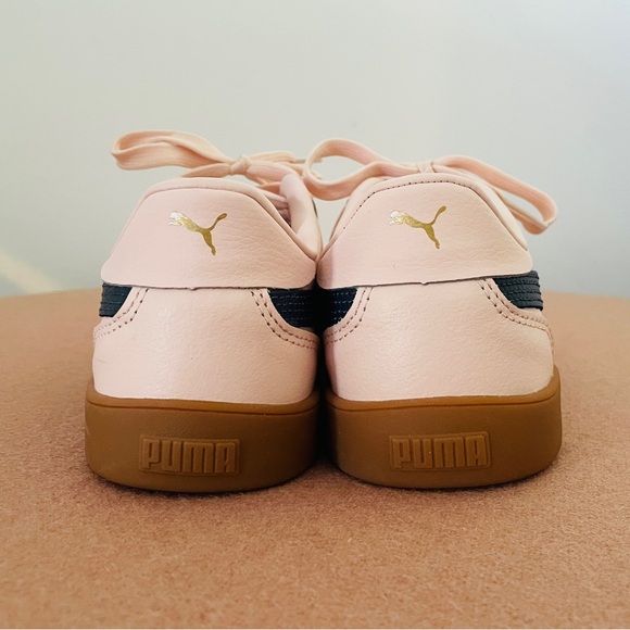 PUMA CLUB 5V5 Island Pink-Galactic Gray-GoldLEATHER LOW TOP TRAINERS - Picture 15 of 16